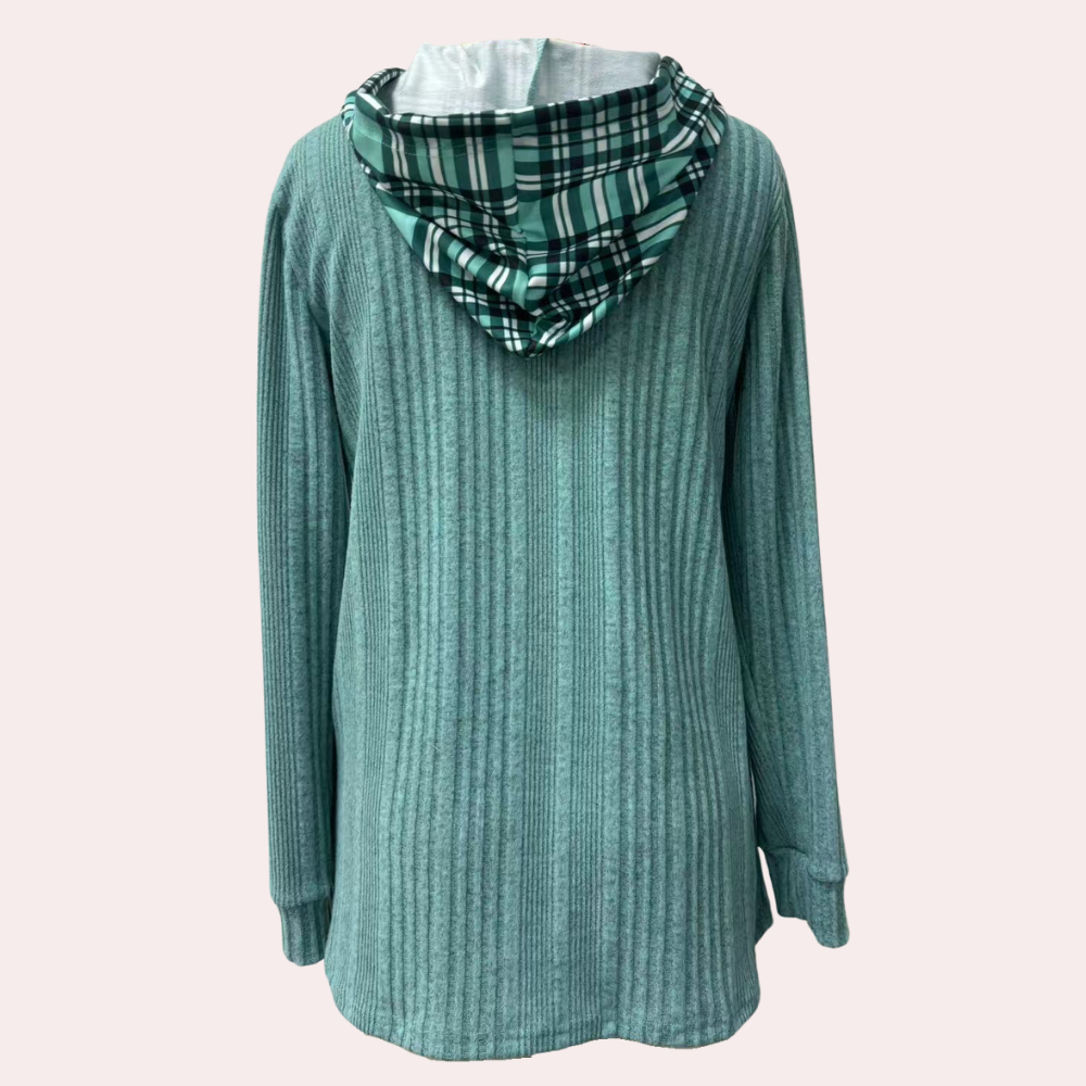 Lång Hoodie Dam Avslappnad Stil Mjuk Bomull-3