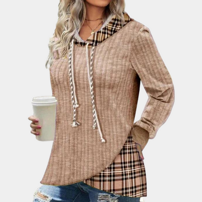 Lång Hoodie Dam Avslappnad Stil Mjuk Bomull-5