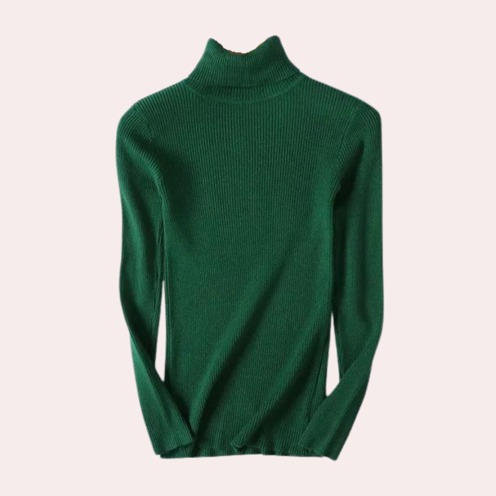 Kvinnors Turtleneck Tröja Värmande Material Avslappnad Passform-3