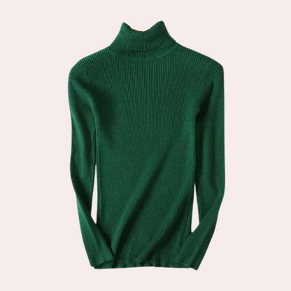 Kvinnors Turtleneck Tröja Värmande Material Avslappnad Passform-3