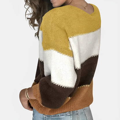 Dam MIDI Tröja Randig Mjuk Bomull-4