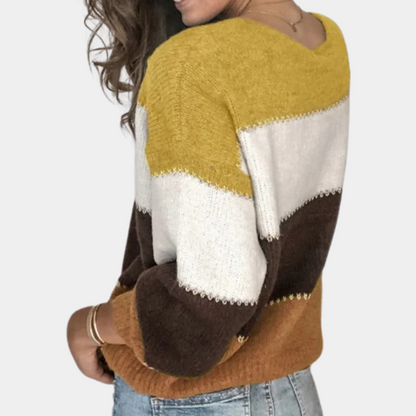 Kvinnors Tröja Randig Mjuk Material-2
