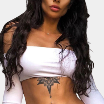 Kvinnors Festtopp Utan Axlar Glittrig Design i 100% Bomull-5