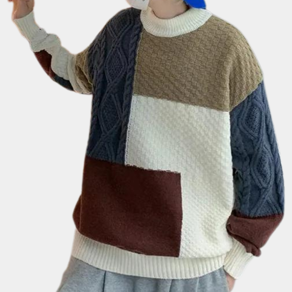 Herr Tröja Stickad Höststil Mjuk Kvalitet-4