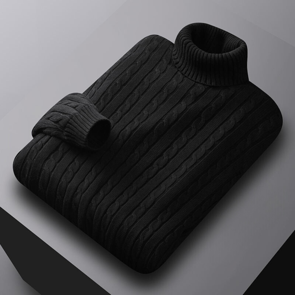 Herr Turtleneck Tröja Klassisk Andningsbart Material-1