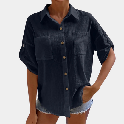 Variant image for Kvinnors Sommar Skjorta Avslappnad 100% Bomull-11