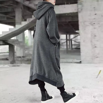 Lång Vinterjacka Dam Modern Design med Huva Polyester-4