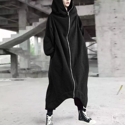 Lång Vinterjacka Dam Modern Design med Huva Polyester-5