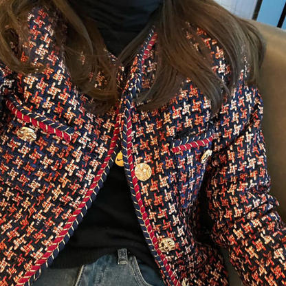 Kort Jacka Dam Rutigt Högkvalitativ Polyester-5