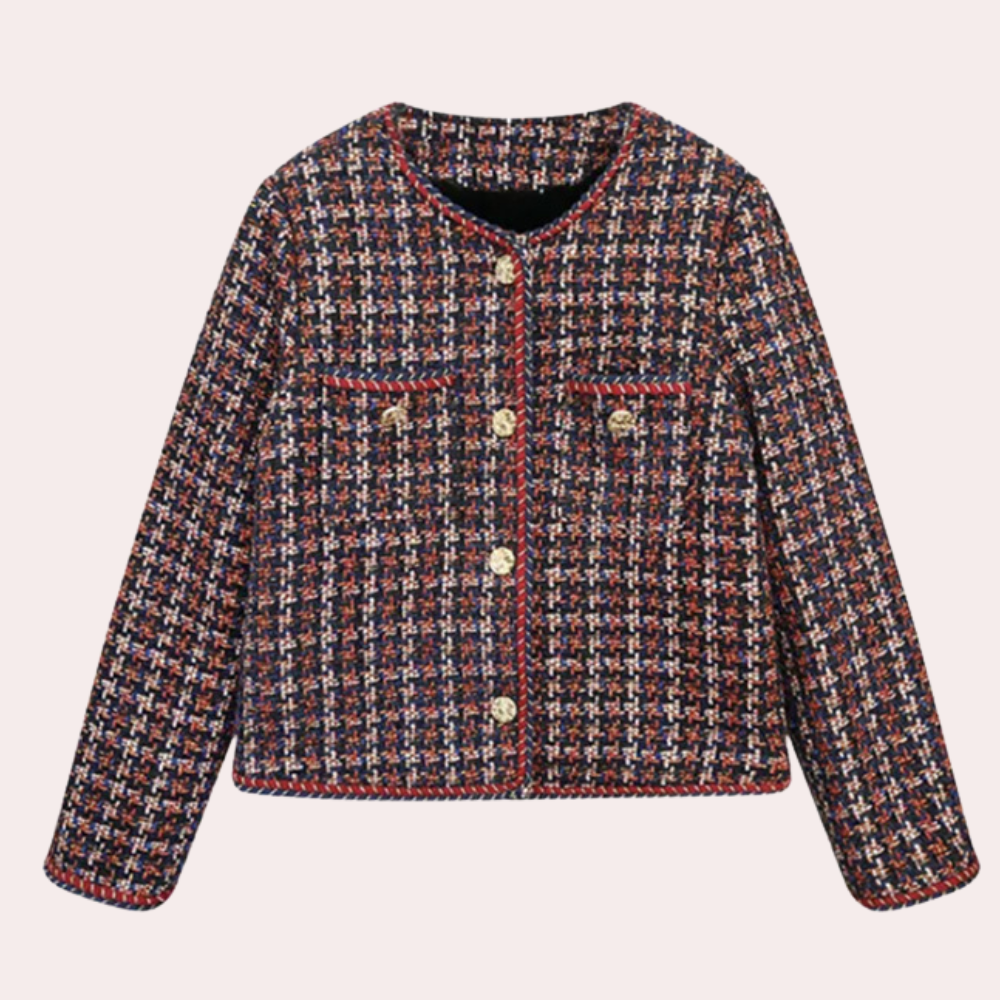 Kort Jacka Dam Rutigt Högkvalitativ Polyester-3