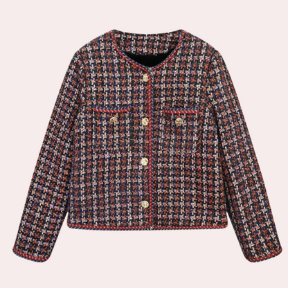 Kort Jacka Dam Rutigt Högkvalitativ Polyester-3