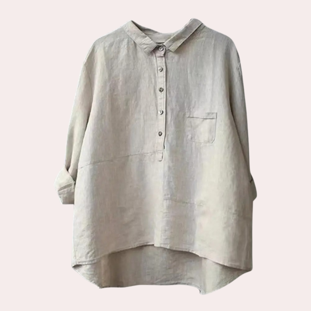 Dam Blus Trendig Design Polyester Sidenblus-2