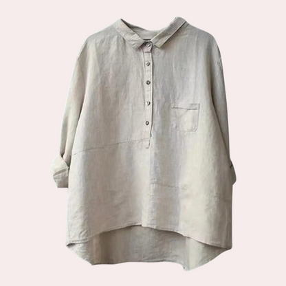 Dam Blus Trendig Design Polyester Sidenblus-2