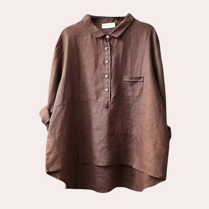 Dam Blus Trendig Design Polyester Sidenblus-3