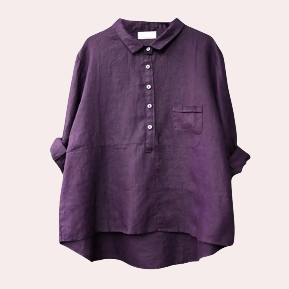 Dam Blus Trendig Design Polyester Sidenblus-5
