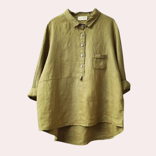 Dam Blus Trendig Design Polyester Sidenblus-1