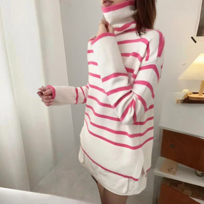 Variant image for Kvinnors Turtleneck Tröja Randig Mjuk Tyger-16