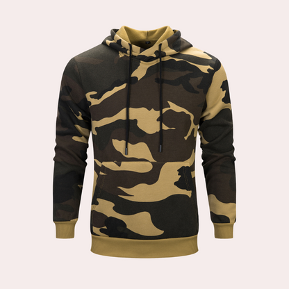 Huvtröja Herr Kamouflagedesign Justerbar Huva 100% Bomull-4