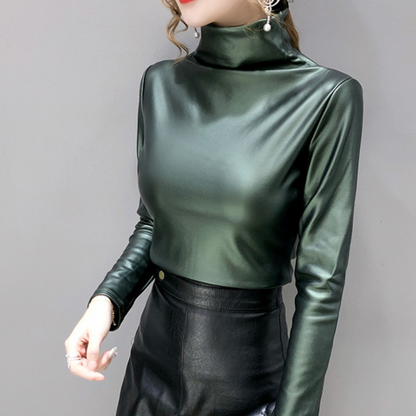 Kvinna Långärmad Skjorta Trendig Bomull-3