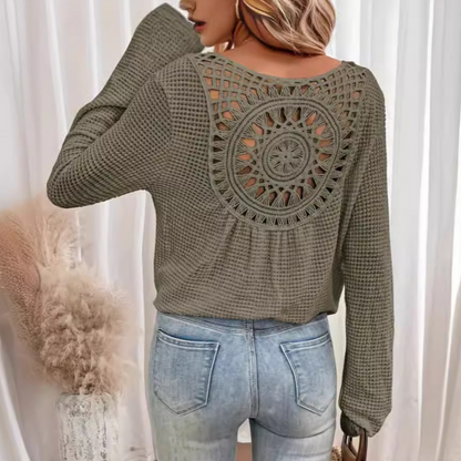 Variant image for Kvinnors Långärmad Topp Stickad Mjuk Akryl-1