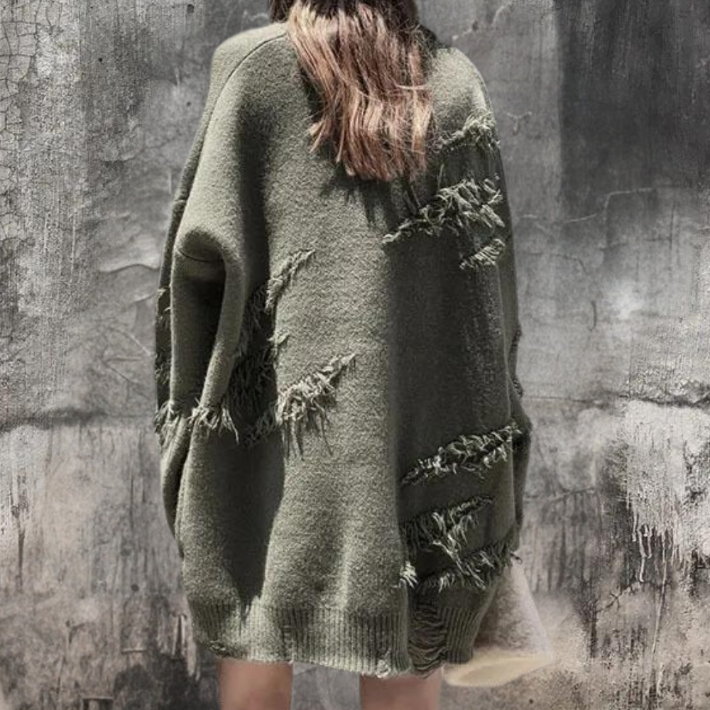 Dam Stickad Tröja Avslappnad Passform Mjuk Material-2