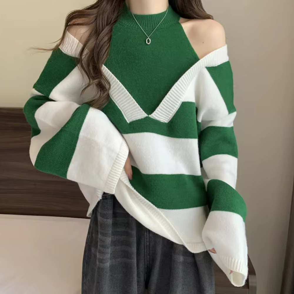 Kvinnor Kall Axeltröja Modern Mjuk Stickad Kvalitet-6