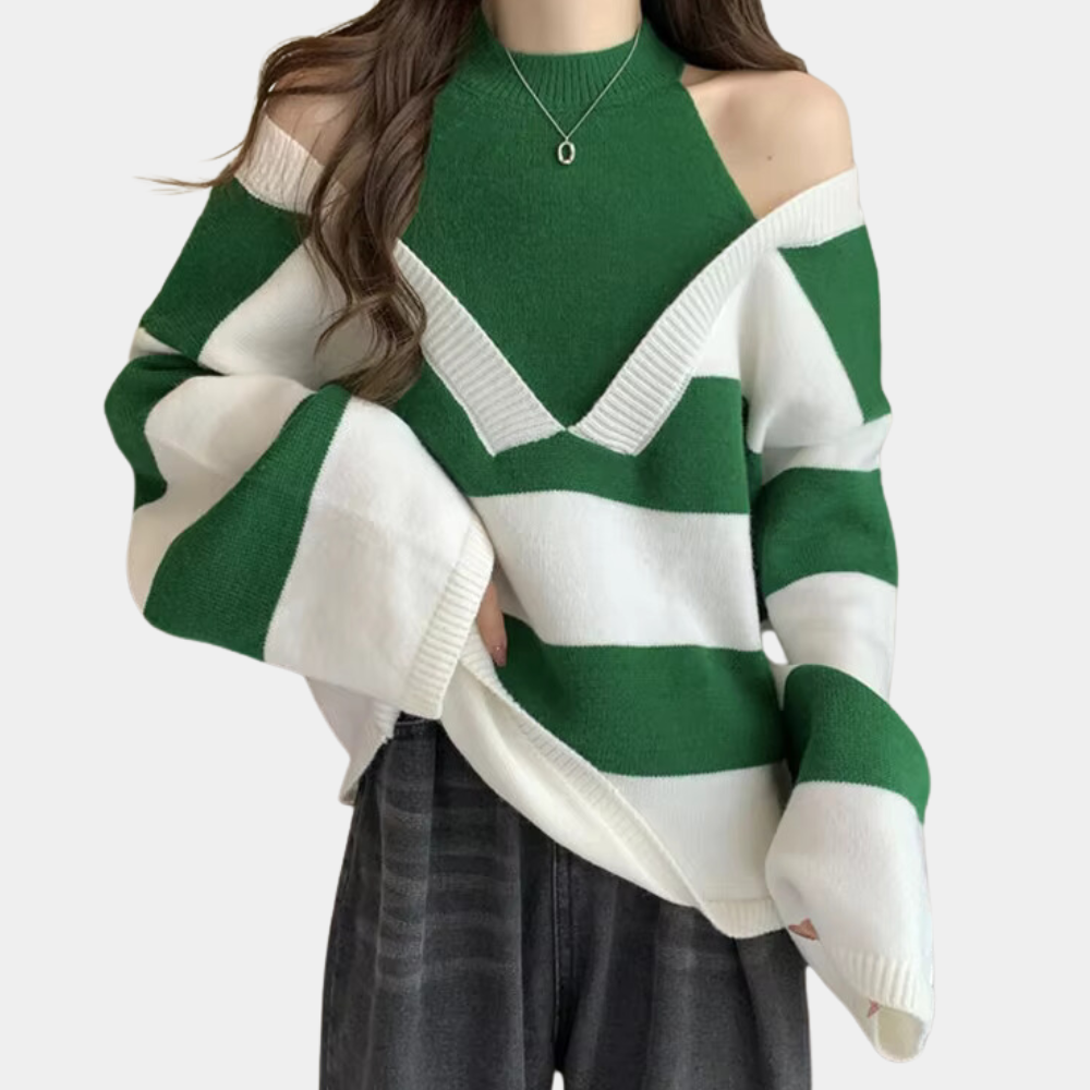 Kvinnor Kall Axeltröja Modern Mjuk Stickad Kvalitet-2