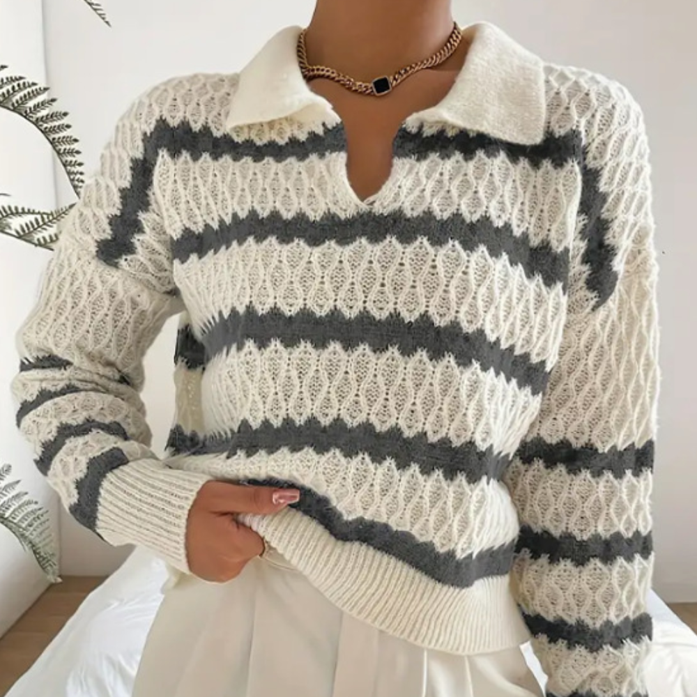 Variant image for Kvinnors Tröja Droppaxel Randig Mjukt Material-4