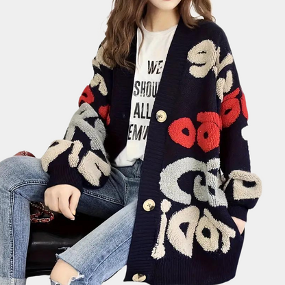 Lång Kofta Dam Mjuk Stickad Kvalitet-6