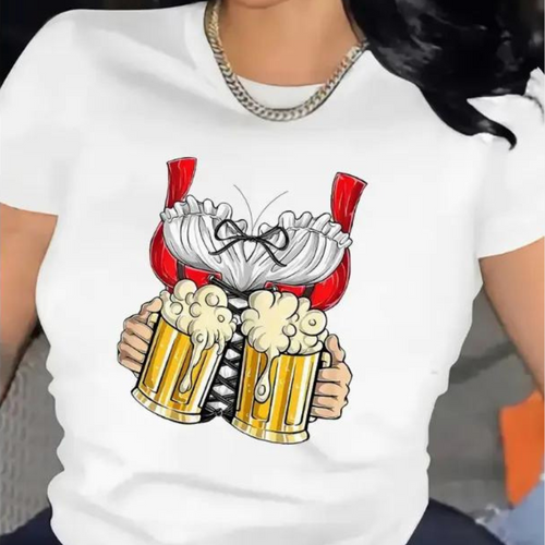 Kvinnor T-shirt Dirndl Modern Bomull för Oktoberfest-1