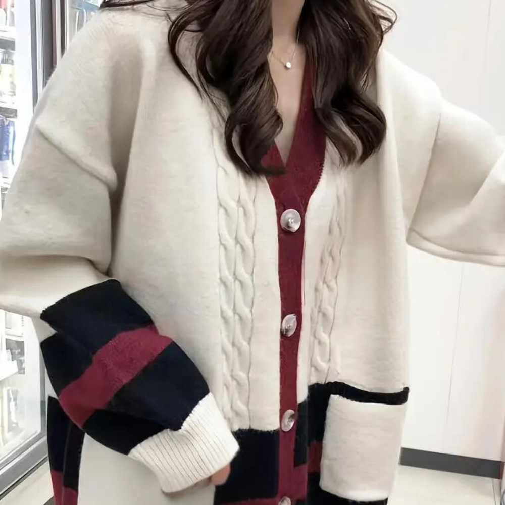 Stickad Dam Tröja med Knappar i Mjukt Material för Tidlös Stil-4