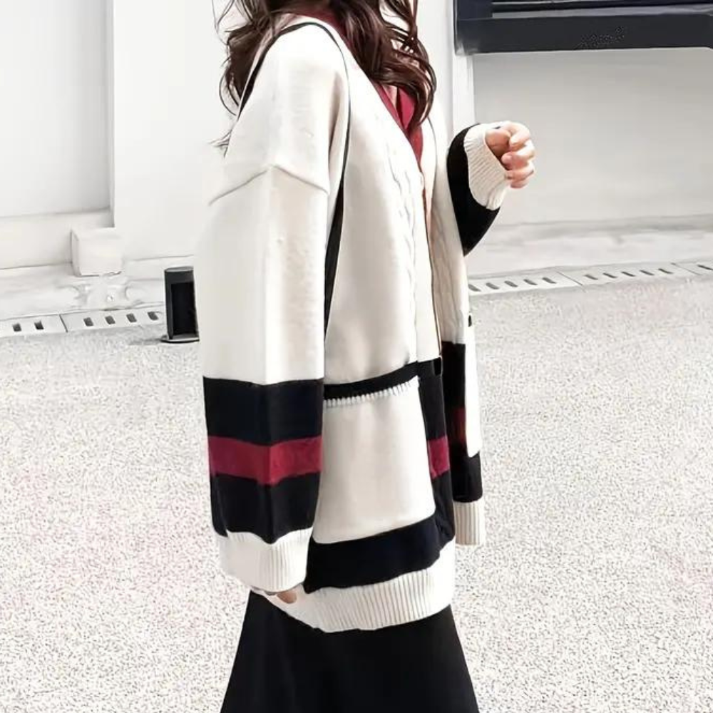 Stickad Dam Tröja med Knappar i Mjukt Material för Tidlös Stil-3