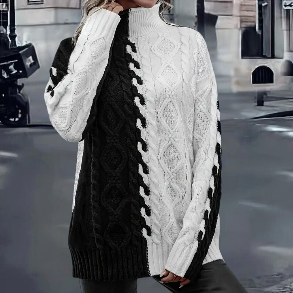 Dam Turtleneck Tröja Mjuk Stickad-2