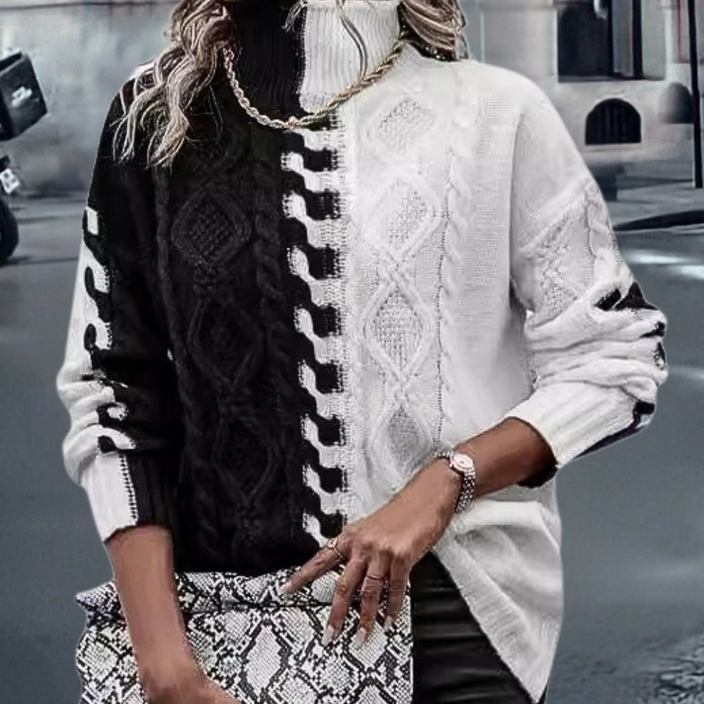 Dam Turtleneck Tröja Mjuk Stickad-4