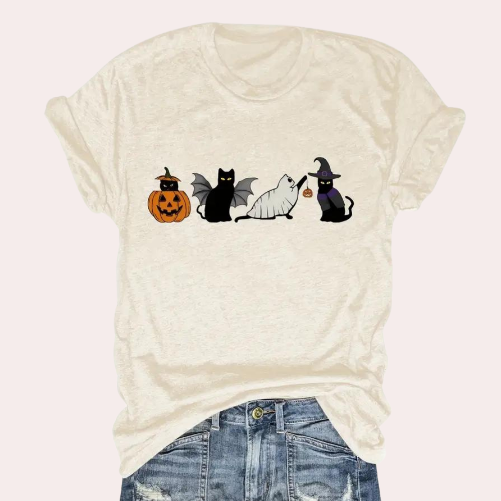Variant image for Dam T-shirt Avslappnad Bomull Halloween Festival Stil-6