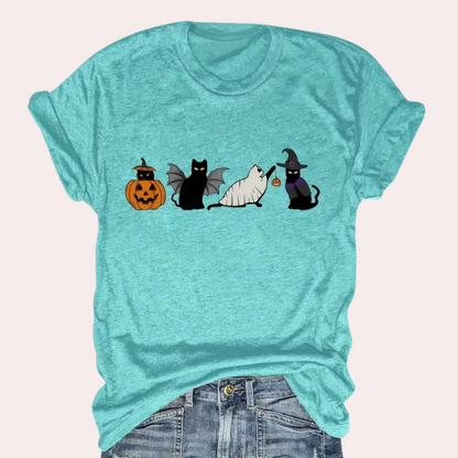 Variant image for Dam T-shirt Avslappnad Bomull Halloween Festival Stil-11