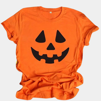 Dam T-shirt Halloween Stil Avslappnad 100% Bomull-2