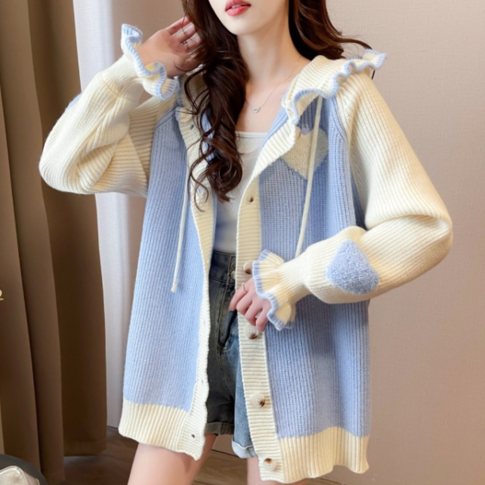 Kvinna Lång Kofta Stickad Elegans-1