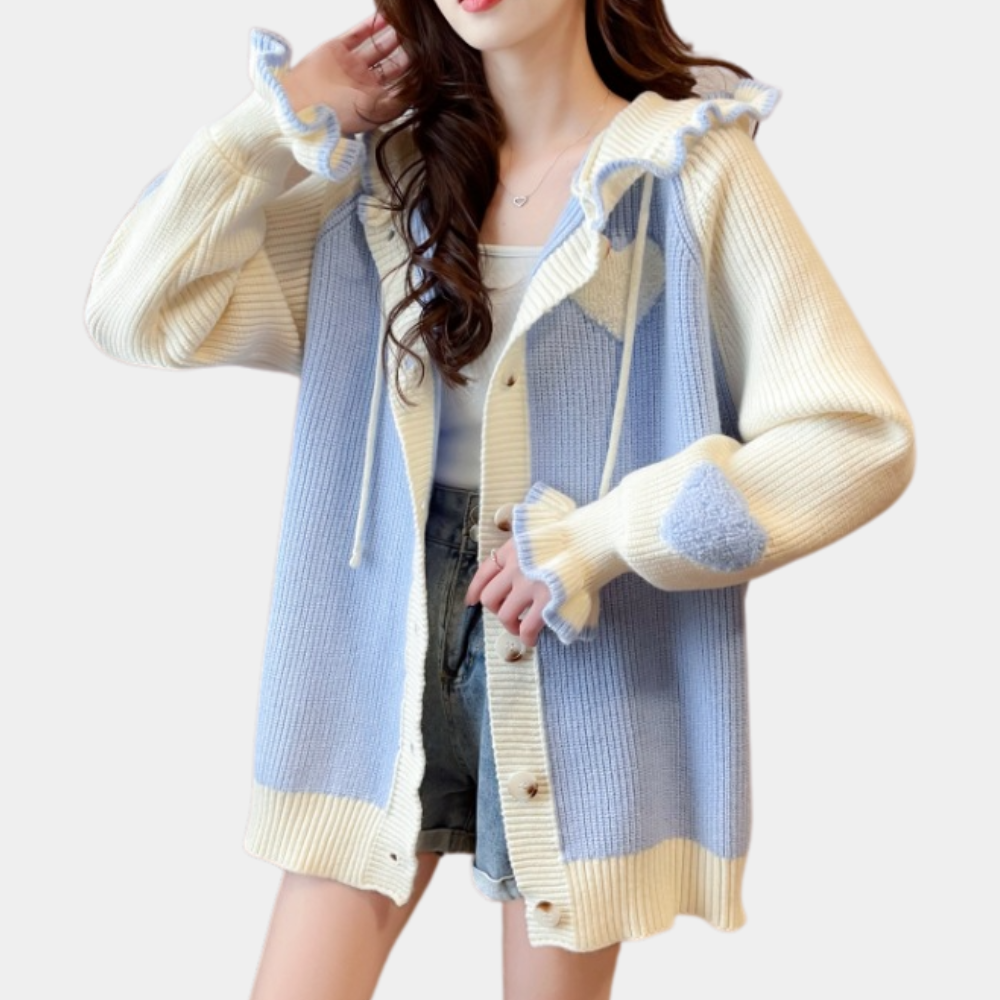 Kvinna Lång Kofta Stickad Elegans-2