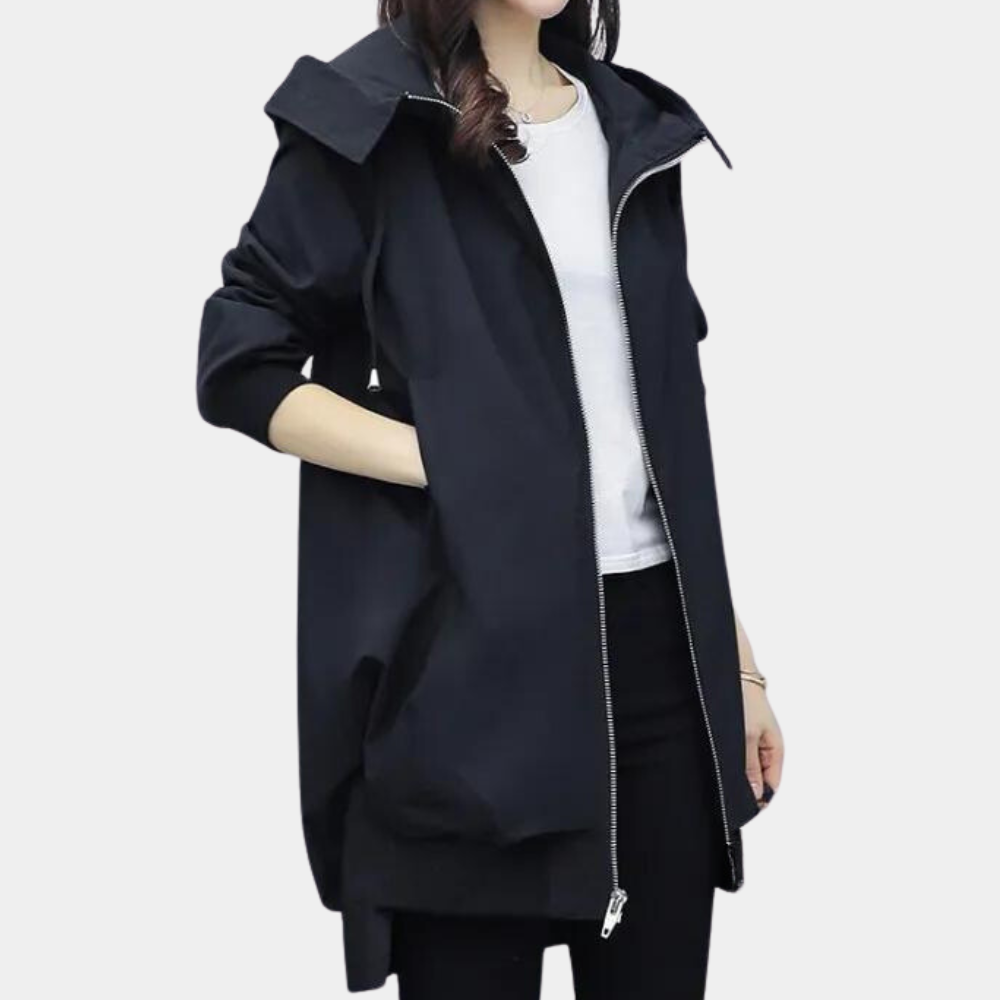 Variant image for Kvinnors Lång Vinterjacka Med Huva Hållbar Tyg-6