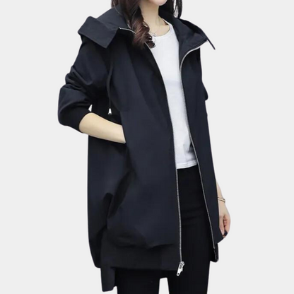 Variant image for Kvinnors Lång Vinterjacka Med Huva Hållbar Tyg-6