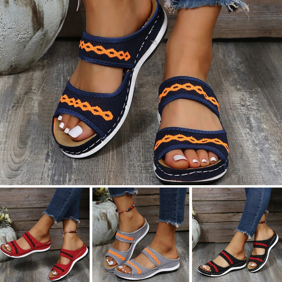 Herr Sandaler Ortopedisk Läder Ergonomisk Design Med Tjock Sula-3