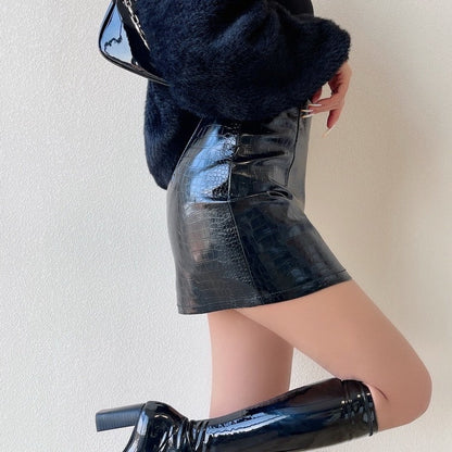 Dam Shorts Högmidjade Krokodilmönstrade Textil-6
