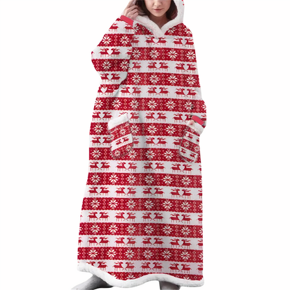 Julfilt med Huva Mjuk Mikrofiber Fleece Universell Passform 7