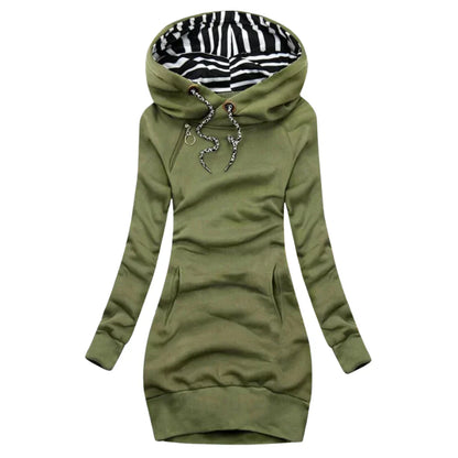 Variant image for Damklänning Avslappnad med Huva Bomullsblandning Långa Ärmar-13