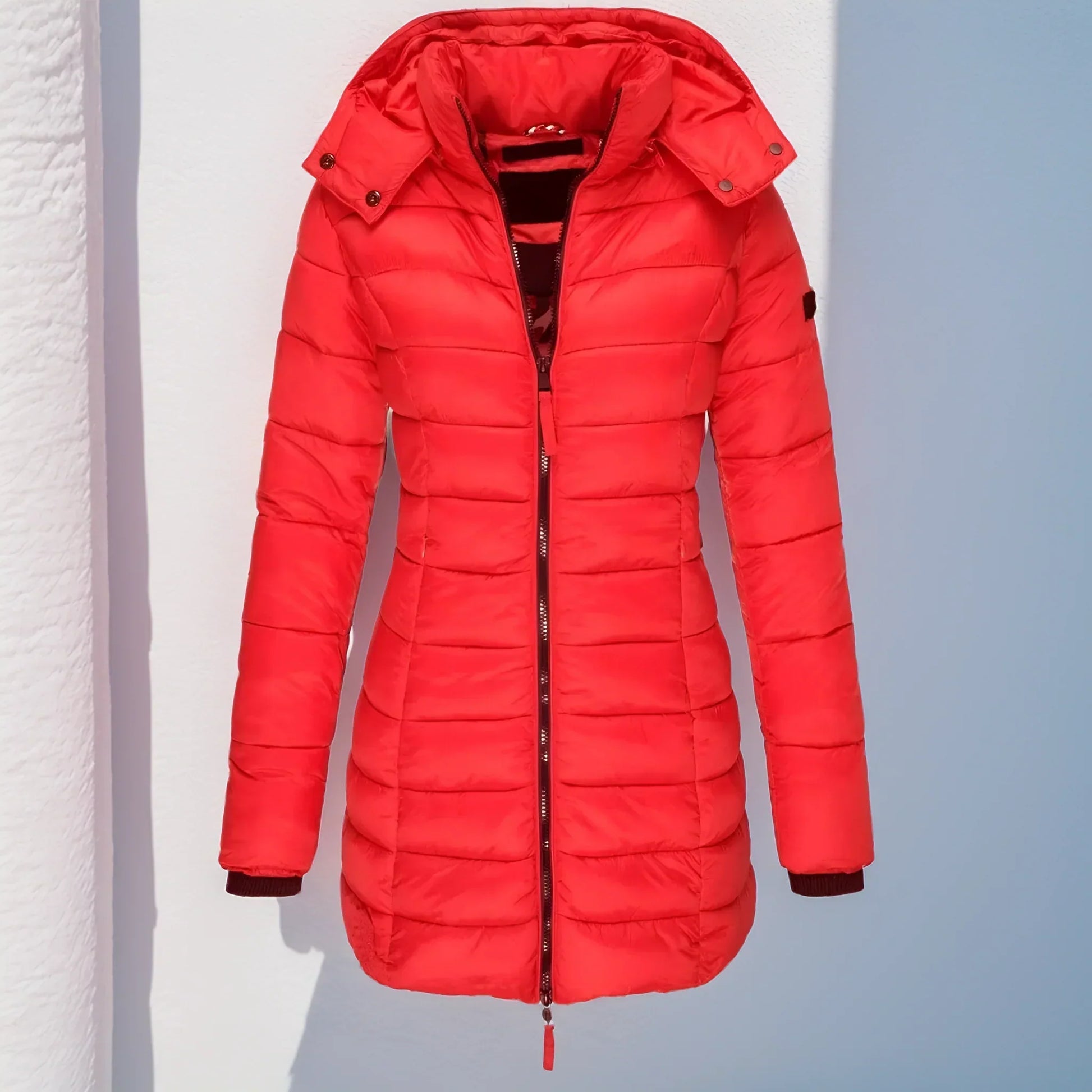 Lång Vinterrock Dam med Huva i Högkvalitativt Material – Elegant Design för Kalla Dagar 5