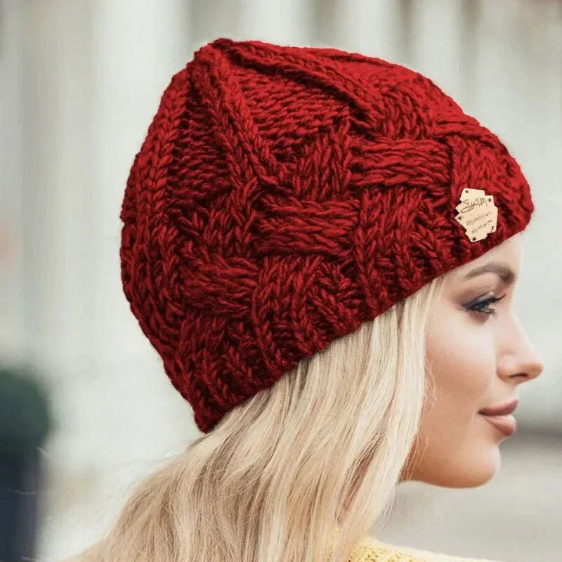 Damhatt Stickad Mjuk Design i Fint Tyg för Vinterstil-4