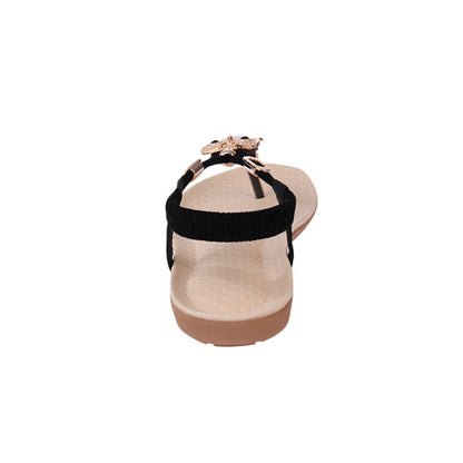 Dam Sandaler Platta Mikrofiber med Uggla Dekoration och Elastisk Rem-5