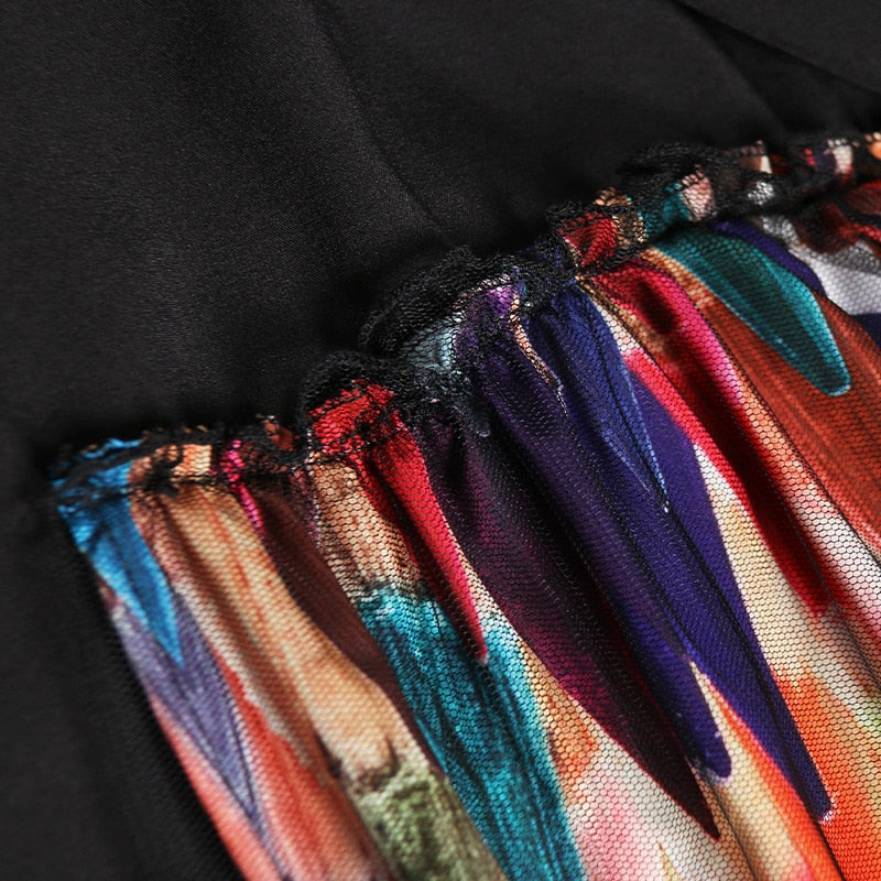 Dam Midi Klänning Oregelbunden Design A-Linje Polyester Långärmad-6