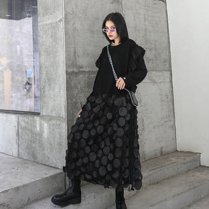 Elegant Midi Klänning för Dam med A-Linje och Långärmad Design i Mesh – Fina Dam Klänningar 3